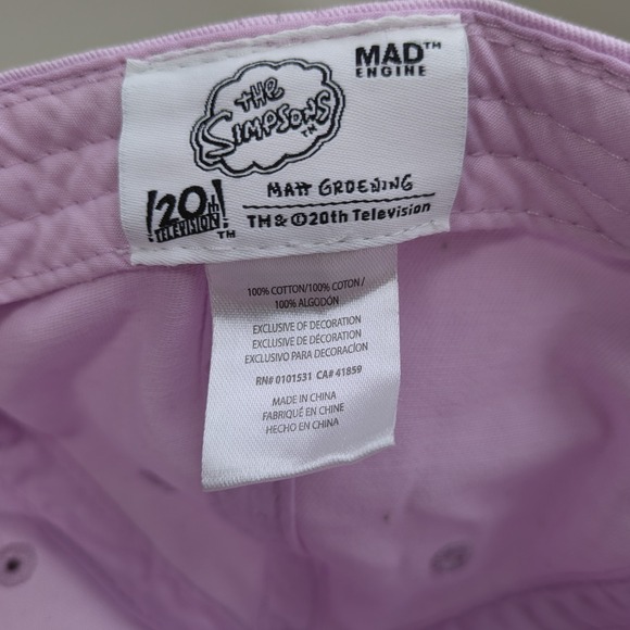 The Simpsons Mad‎ Engine Embroidered Strapback Hat Cap Light Pink - Picture 6 of 7